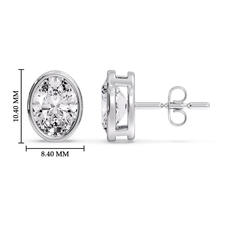 Bezel Stud Earring Oval Diamond