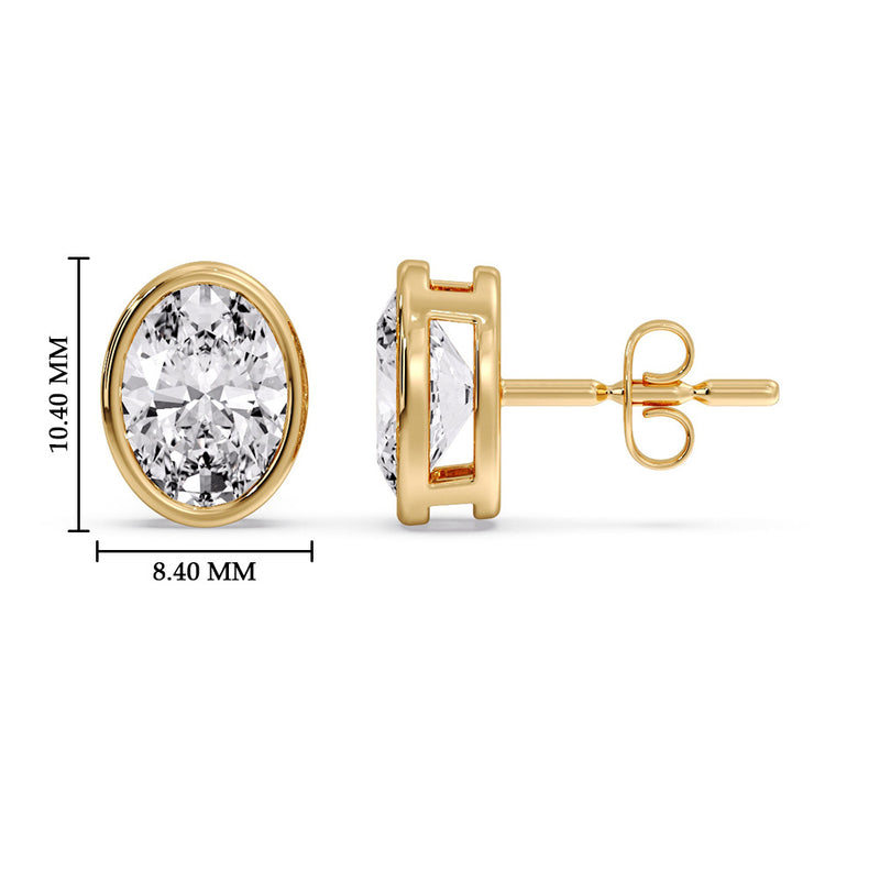 Bezel Stud Earring Oval Diamond