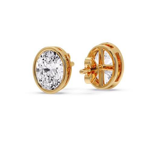 Bezel Stud Earring Oval Diamond