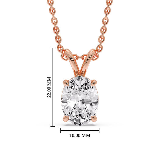 4 Prong Basket Oval Diamond Solitaire Pendant