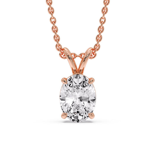 4 Prong Basket Oval Diamond Solitaire Pendant