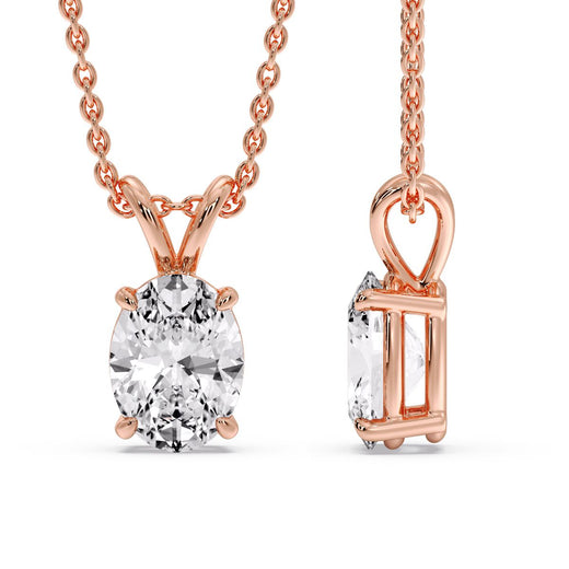 4 Prong Basket Oval Diamond Solitaire Pendant