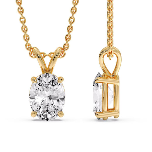 4 Prong Basket Oval Diamond Solitaire Pendant