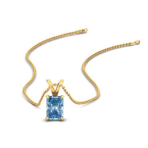 Lab Grown Radiant Cut Colored Stone Fancy Diamond Pendant
