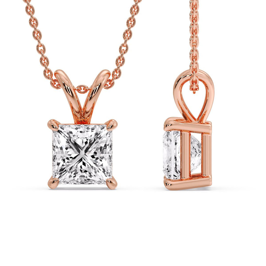 Princess Cut Solitaire Necklace
