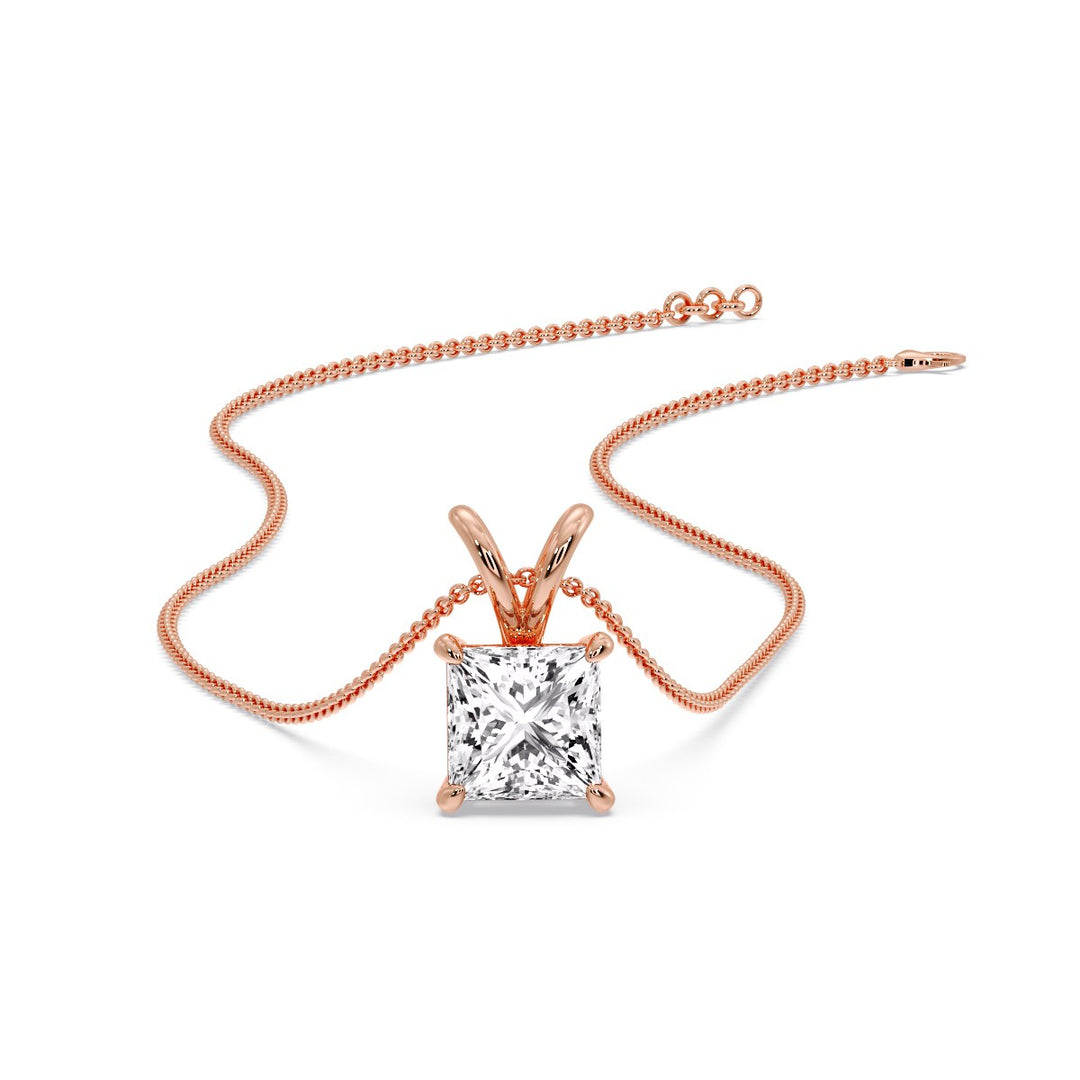 Princess Cut Solitaire Necklace