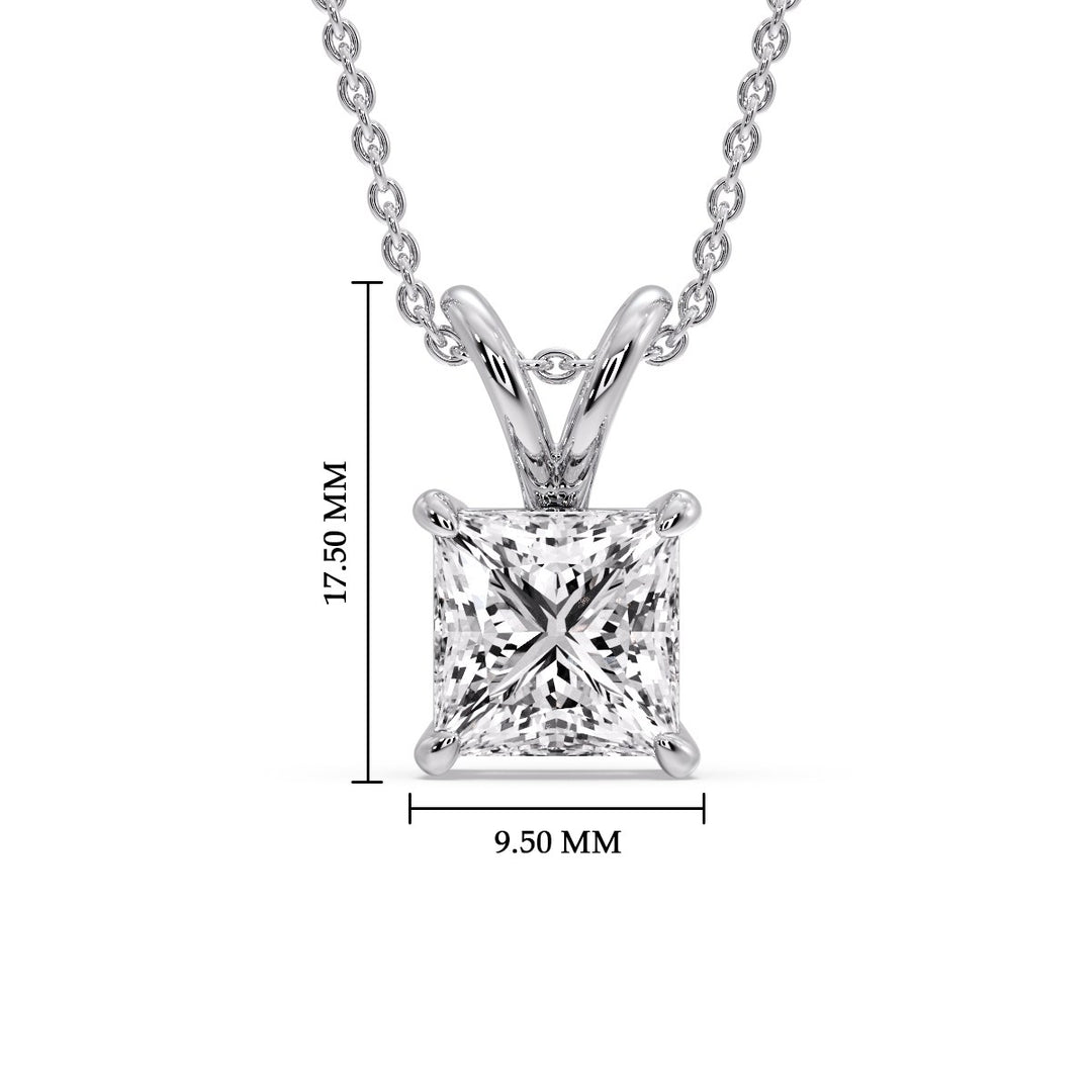 Princess Cut Solitaire Necklace