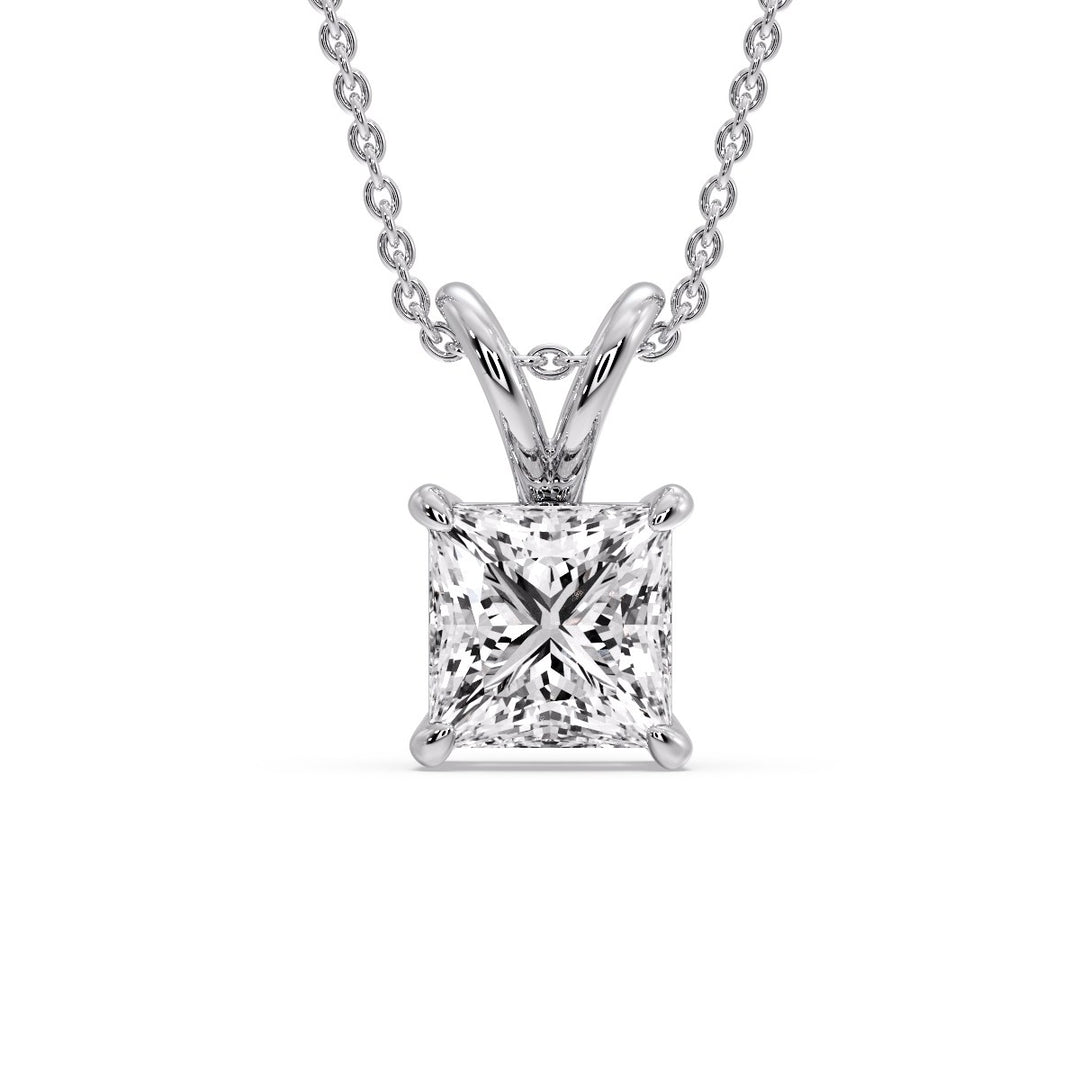 Princess Cut Solitaire Necklace