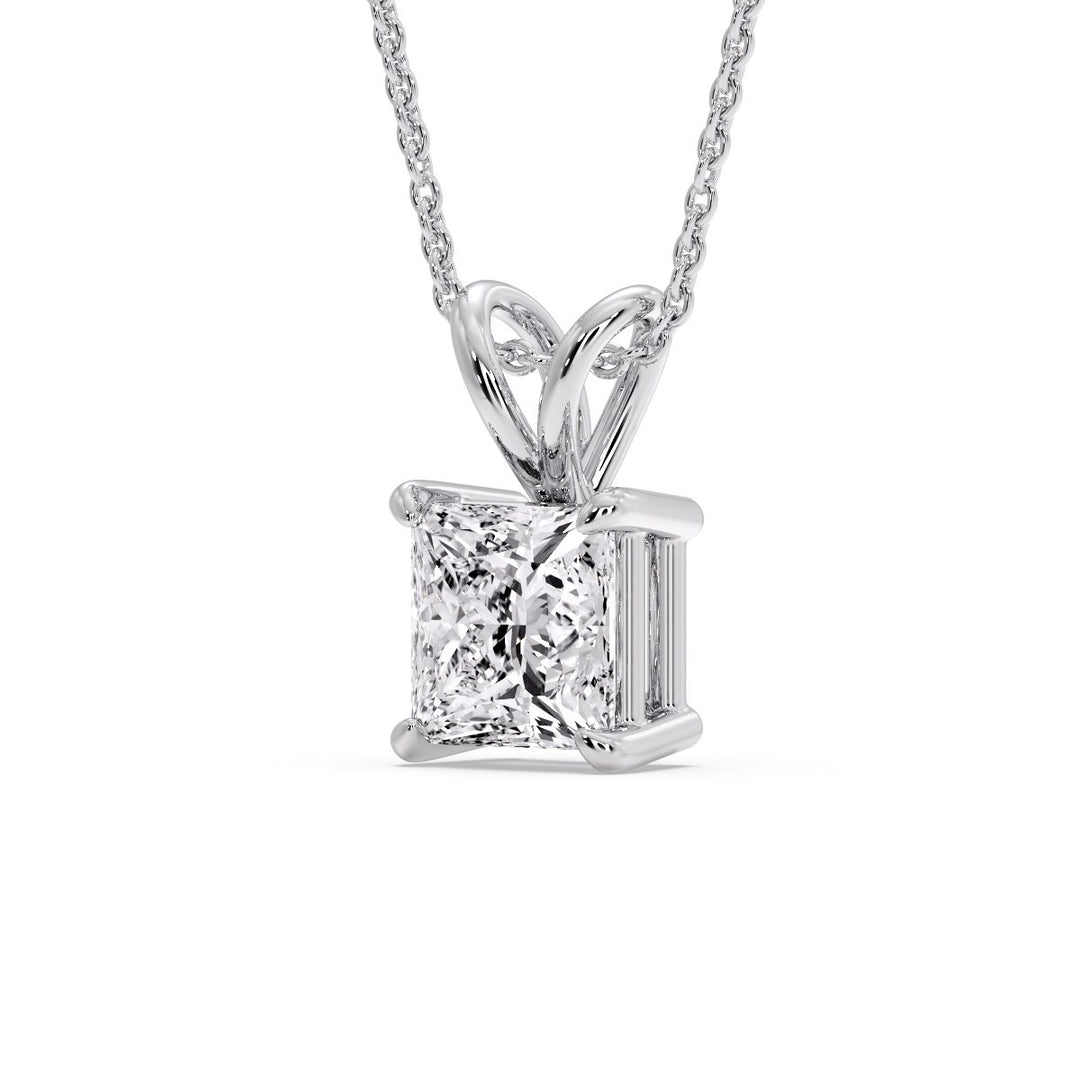Princess Cut Solitaire Necklace