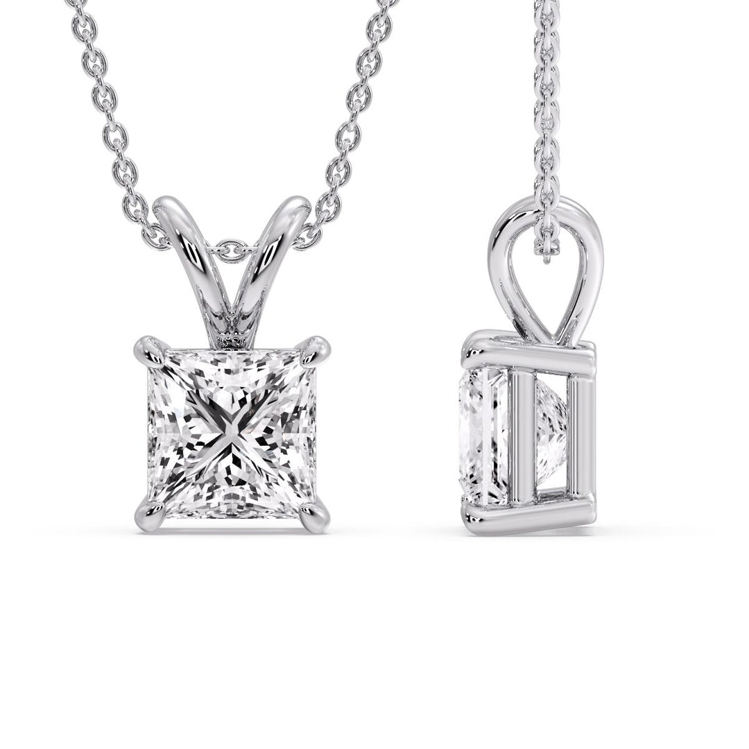 Princess Cut Solitaire Necklace