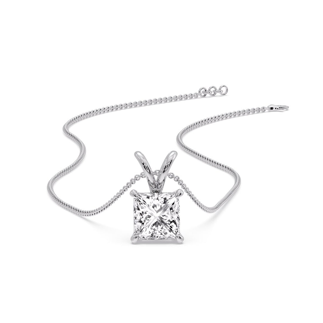Princess Cut Solitaire Necklace