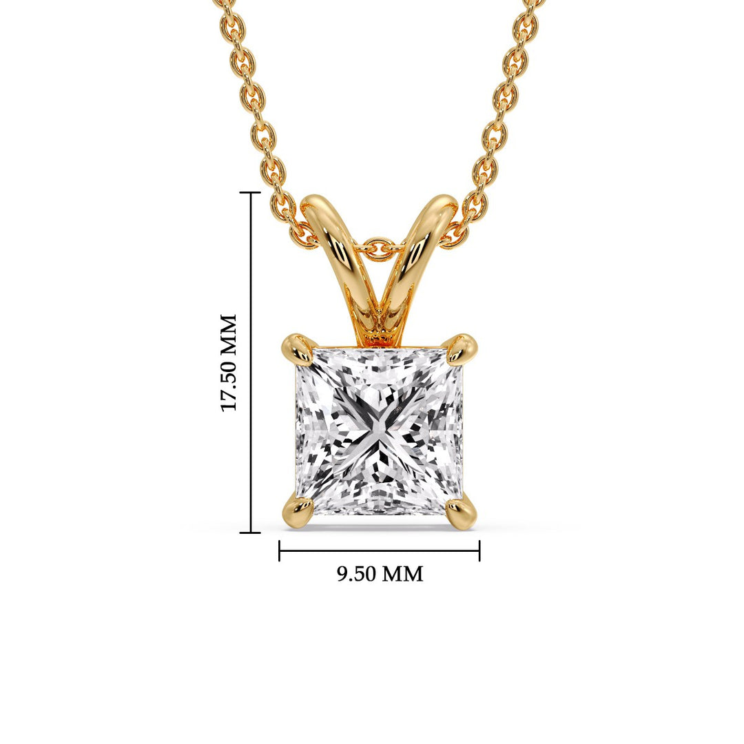 Princess Cut Solitaire Necklace