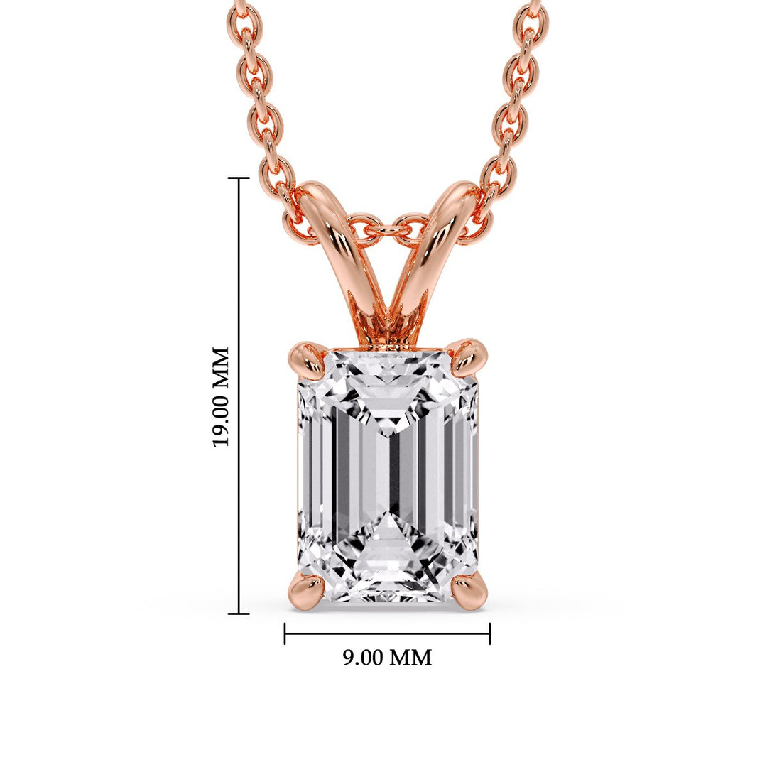 Emerald Cut 4 Prong Solitaire Pendant