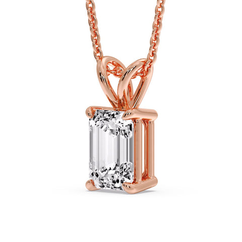 Emerald Cut 4 Prong Solitaire Pendant