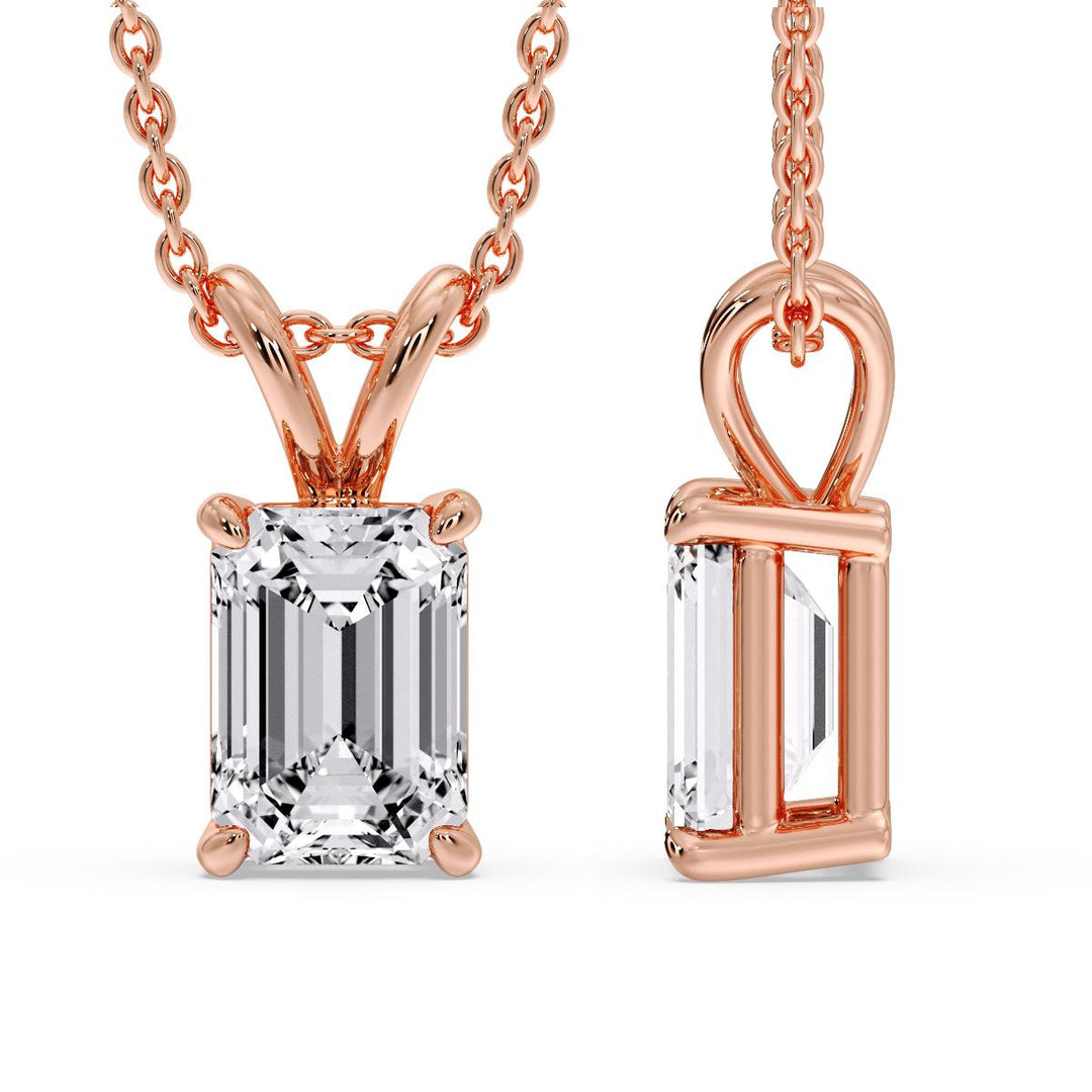 Emerald Cut 4 Prong Solitaire Pendant