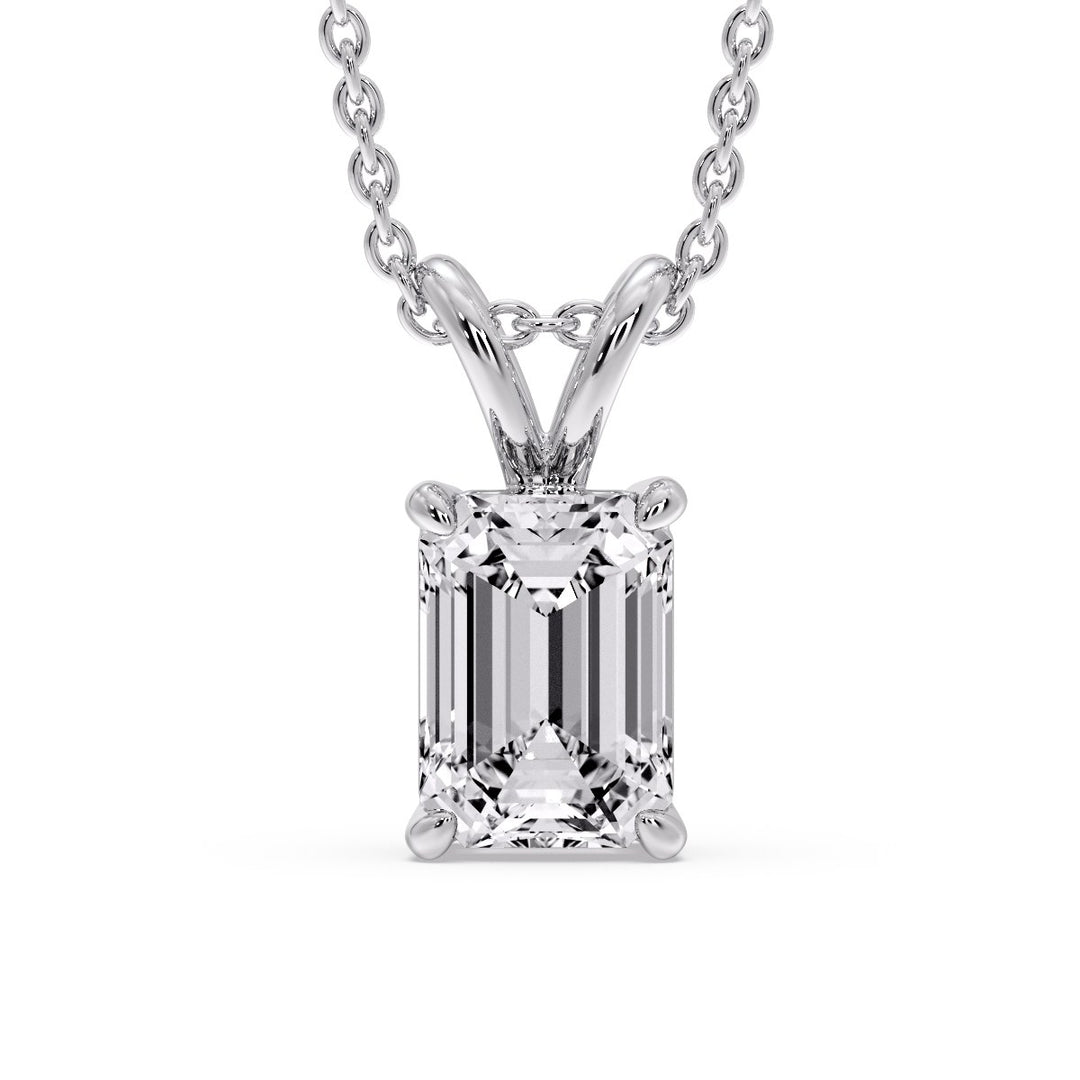 Emerald Cut 4 Prong Solitaire Pendant