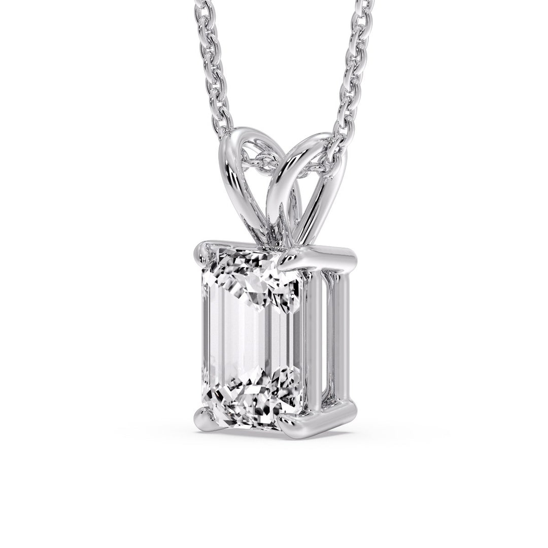Emerald Cut 4 Prong Solitaire Pendant
