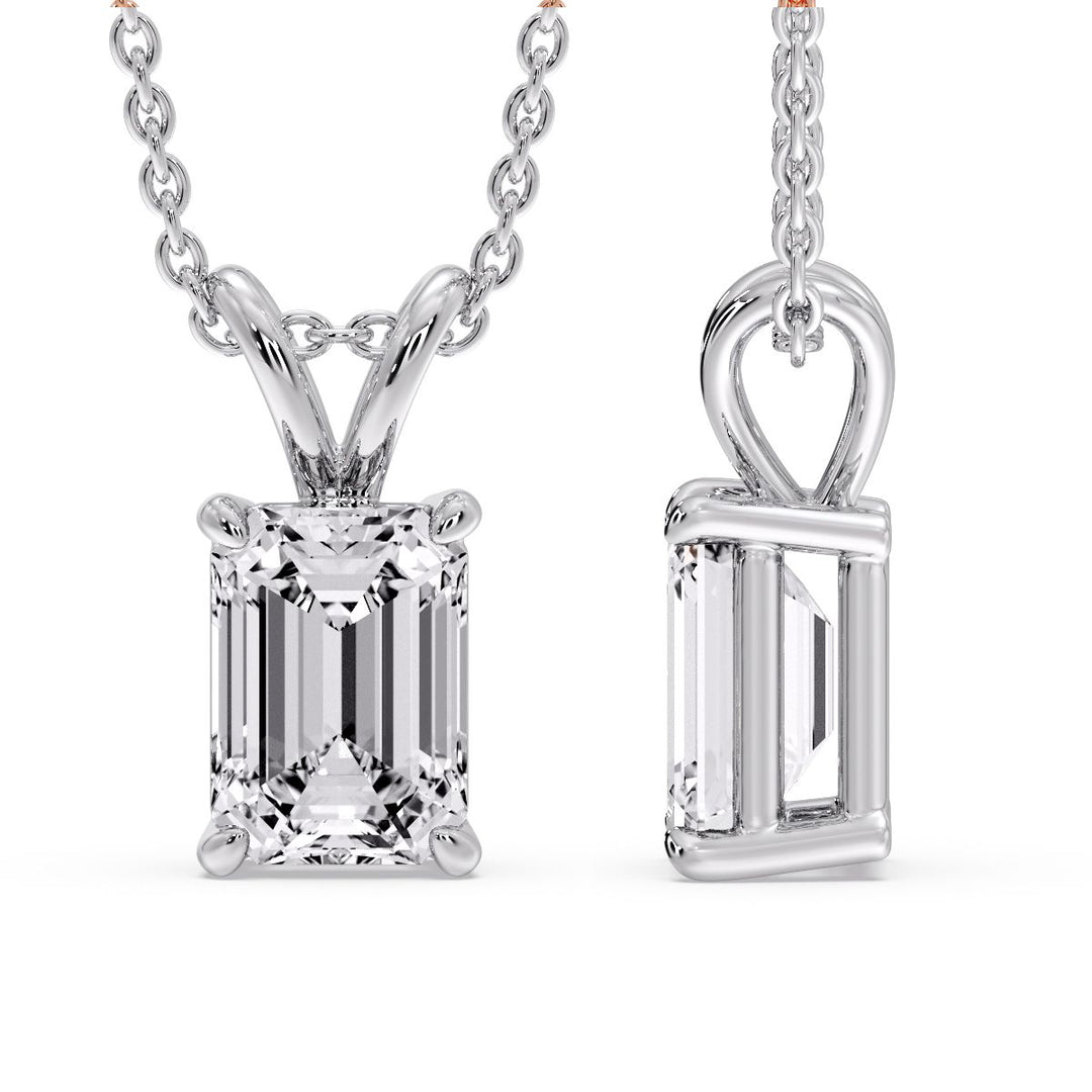Emerald Cut 4 Prong Solitaire Pendant