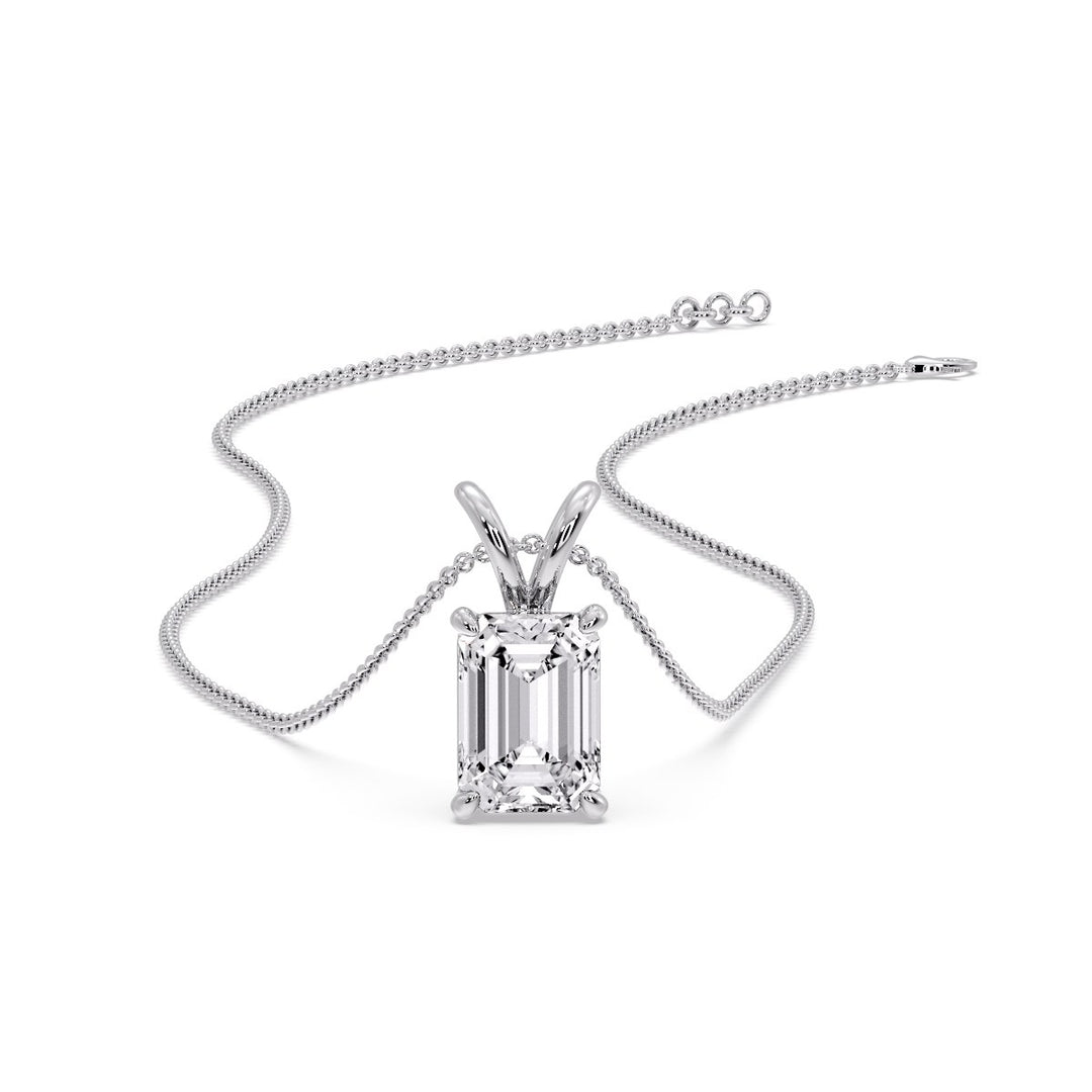 Emerald Cut 4 Prong Solitaire Pendant