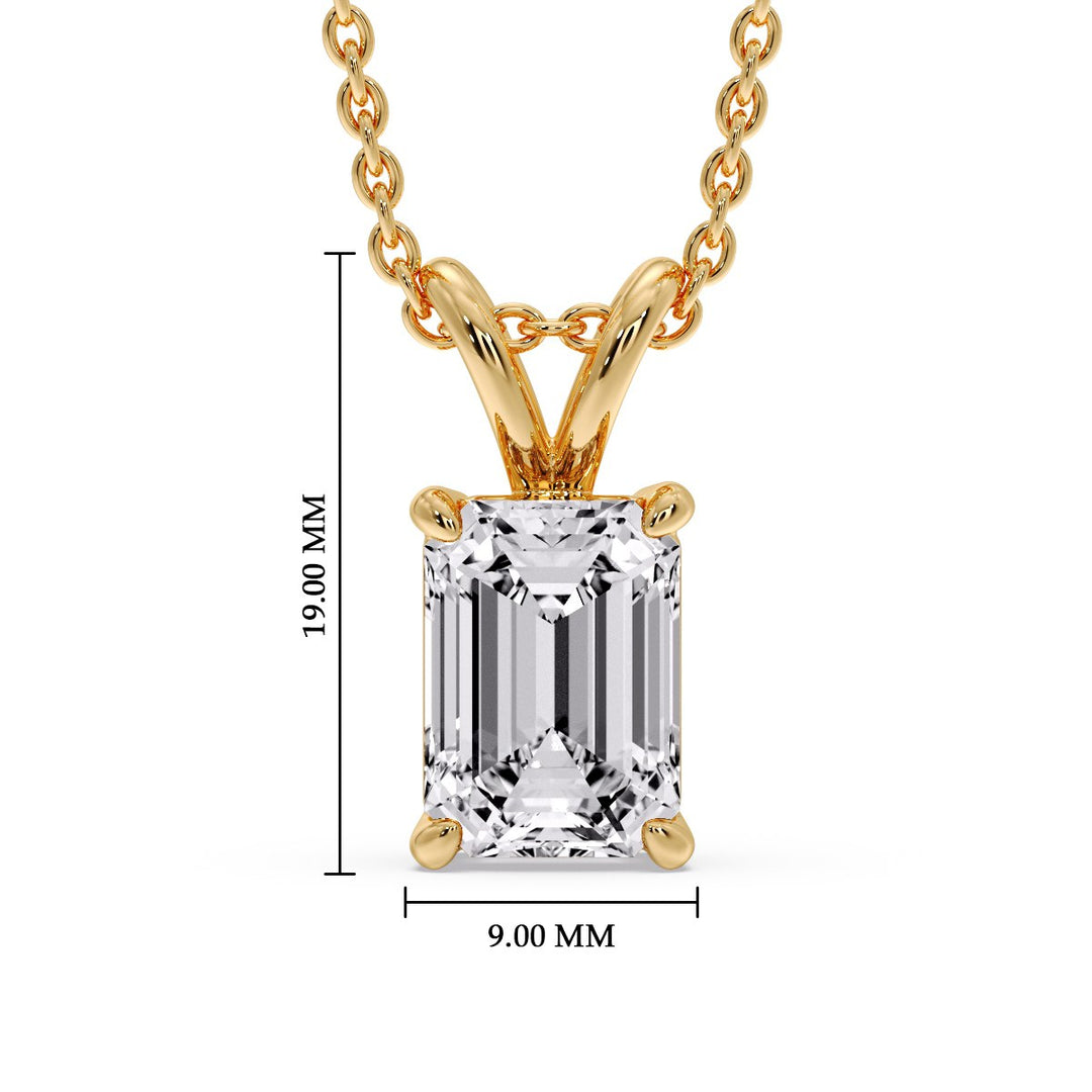 Emerald Cut 4 Prong Solitaire Pendant