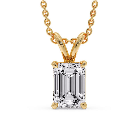 Emerald Cut 4 Prong Solitaire Pendant