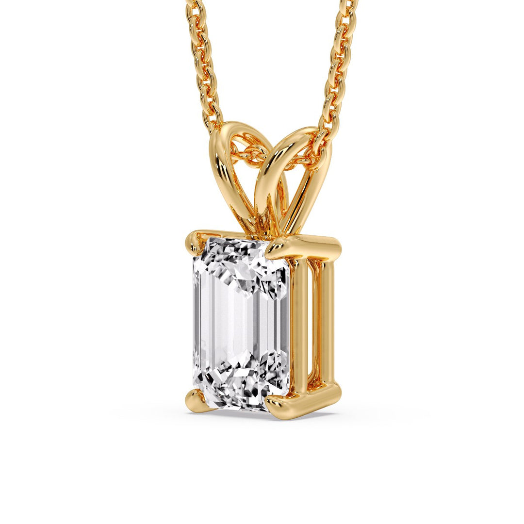 Emerald Cut 4 Prong Solitaire Pendant