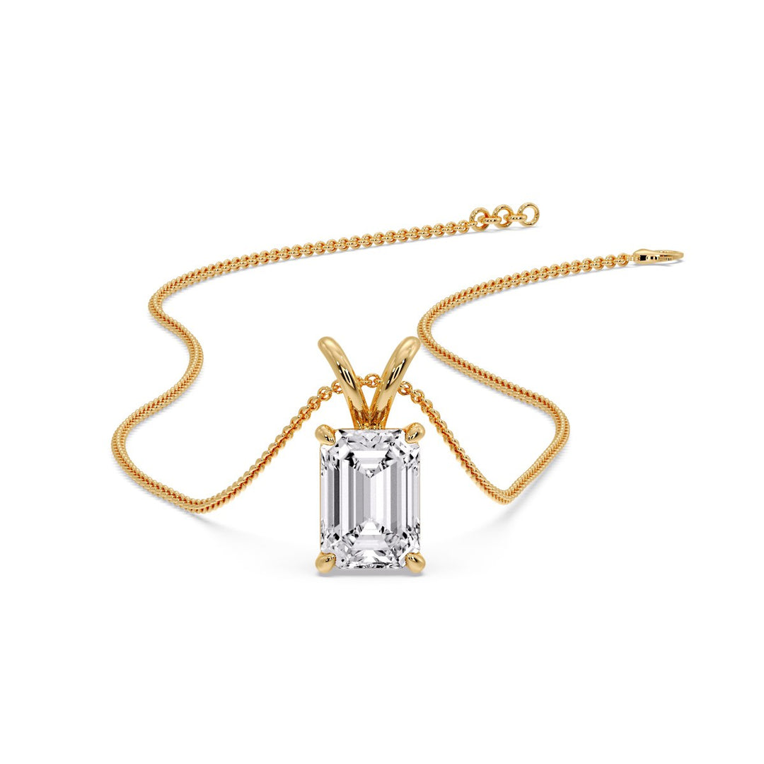 Emerald Cut 4 Prong Solitaire Pendant