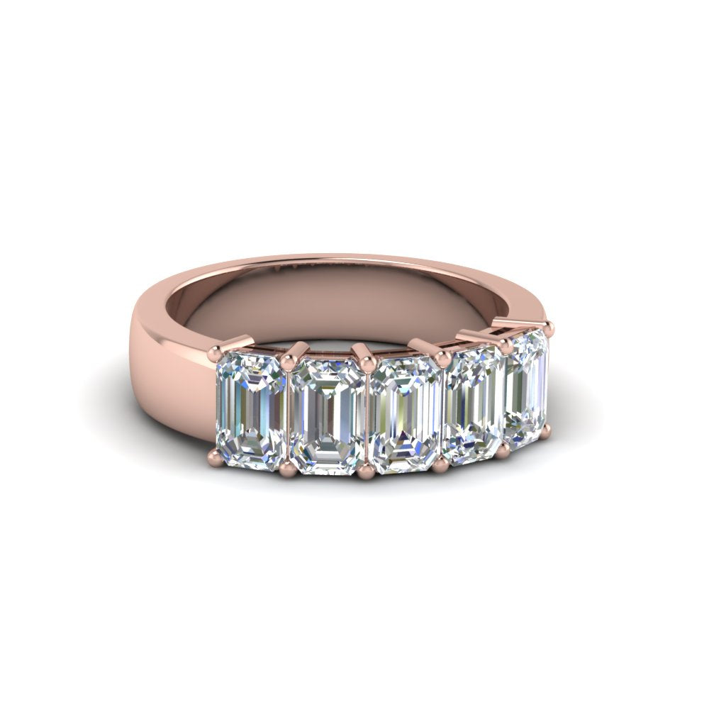Emerald Cut Five Stone Diamond Anniversary Ring