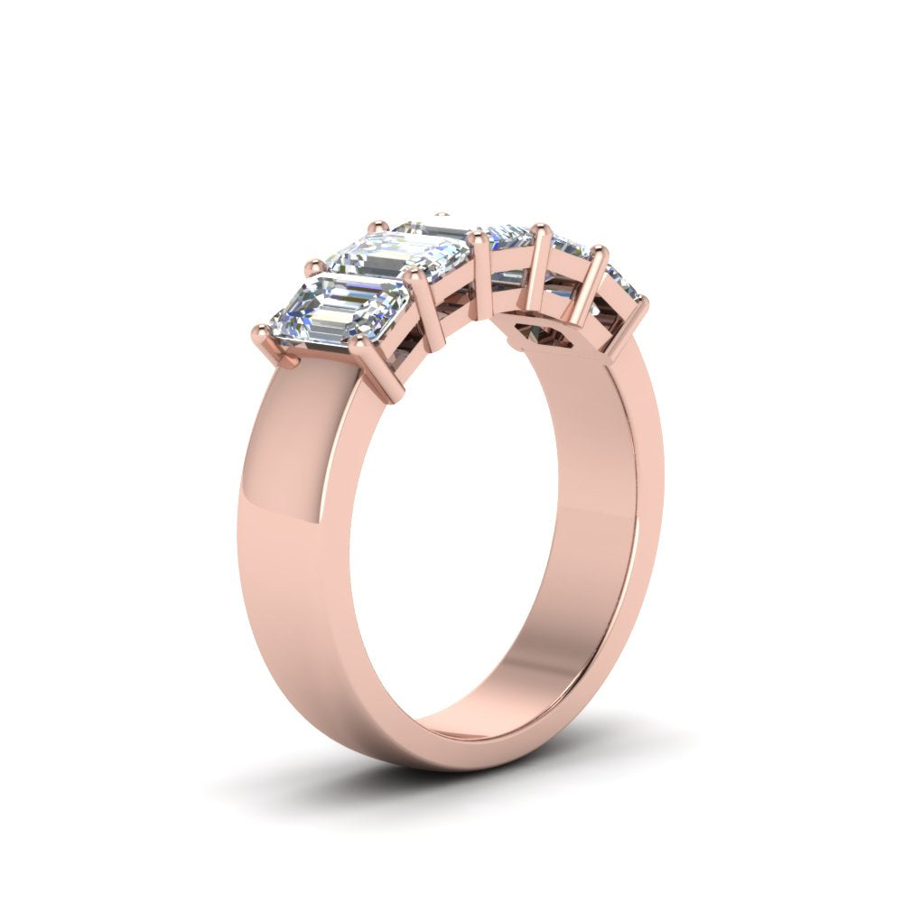 Emerald Cut Five Stone Diamond Anniversary Ring