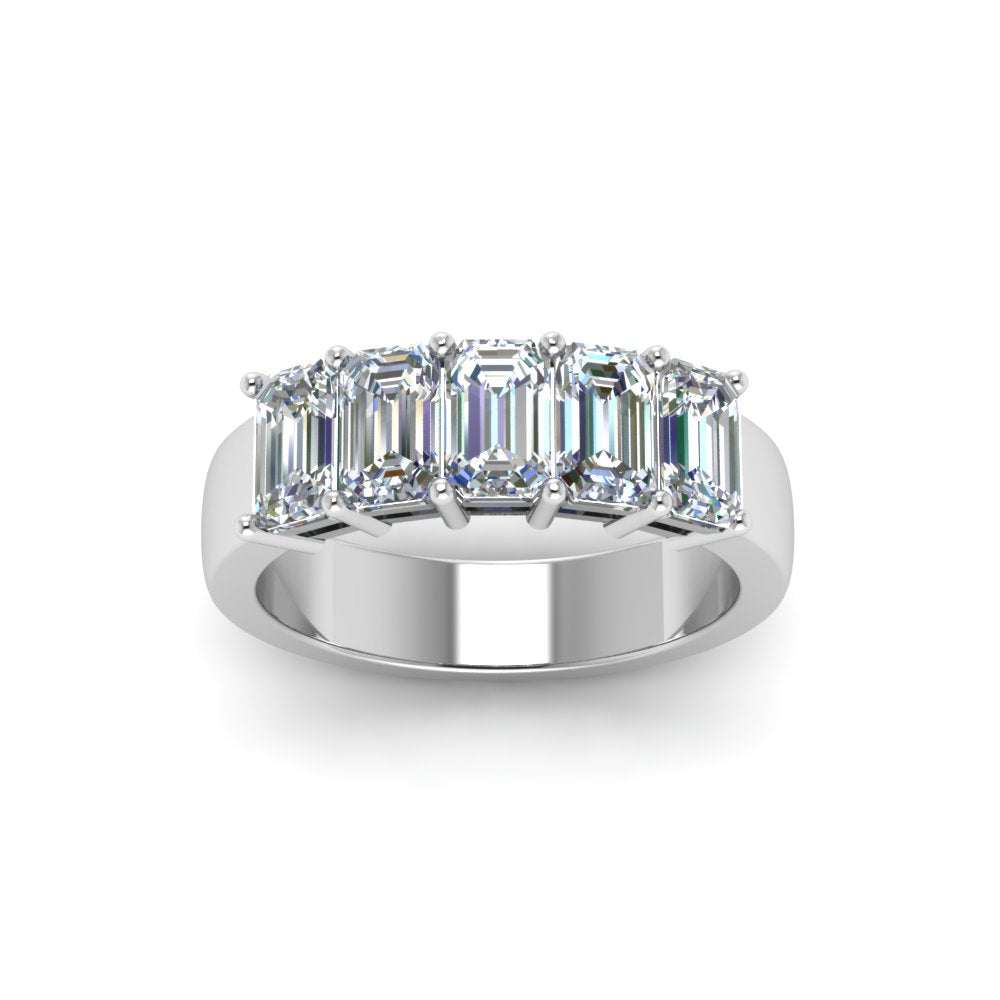 Emerald Cut Five Stone Diamond Anniversary Ring