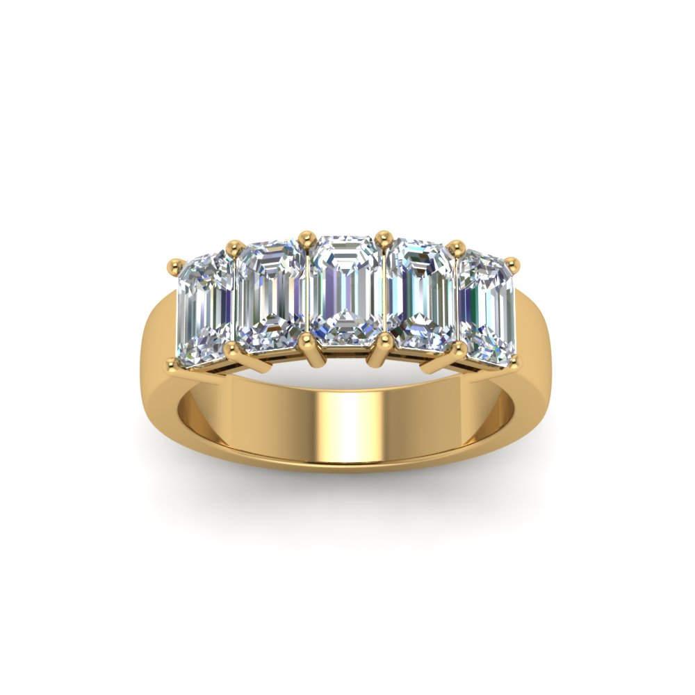 Emerald Cut Five Stone Diamond Anniversary Ring