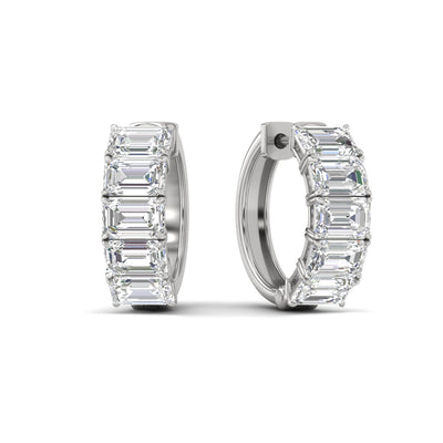 5 Carat Five Stone Emerald Cut Hoop Earrings