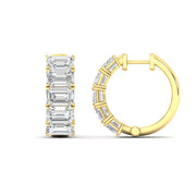 5 Carat Five Stone Emerald Cut Hoop Earrings