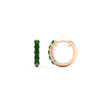 Load image into Gallery viewer, 5-stone-huggie-hoop-emerald-earrings-in-rose-gold-FDEAR10773GSGEMGRANGLE2-NL-RG