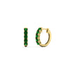 Load image into Gallery viewer, 5-stone-huggie-hoop-emerald-earrings-in-yellow-gold-FDEAR10773GSGEMGRANGLE2-NL-YG