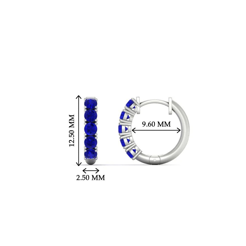 Half Carat Huggie Hoop Gemstone Earrings