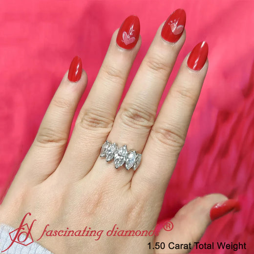 1.50 Carat 5 Stone Marquise Wedding Band