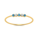 Load image into Gallery viewer, 5-stone-minimalist-diamond-stackable-band-with-blue-topaz-in-FD9425RORGICBLTO-NL-YG
