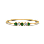 Load image into Gallery viewer, 5-stone-minimalist-diamond-stackable-band-with-emerald-in-FD9425RORGEMGR-NL-YG
