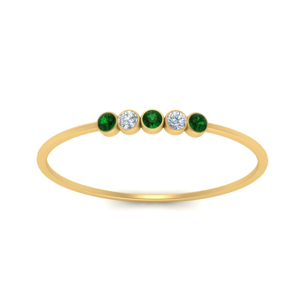 5-stone-minimalist-diamond-stackable-band-with-emerald-in-FD9425RORGEMGR-NL-YG