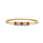 Load image into Gallery viewer, 5-stone-minimalist-diamond-stackable-band-with-orange-sapphire-in-FD9425RORGSAOR-NL-YG
