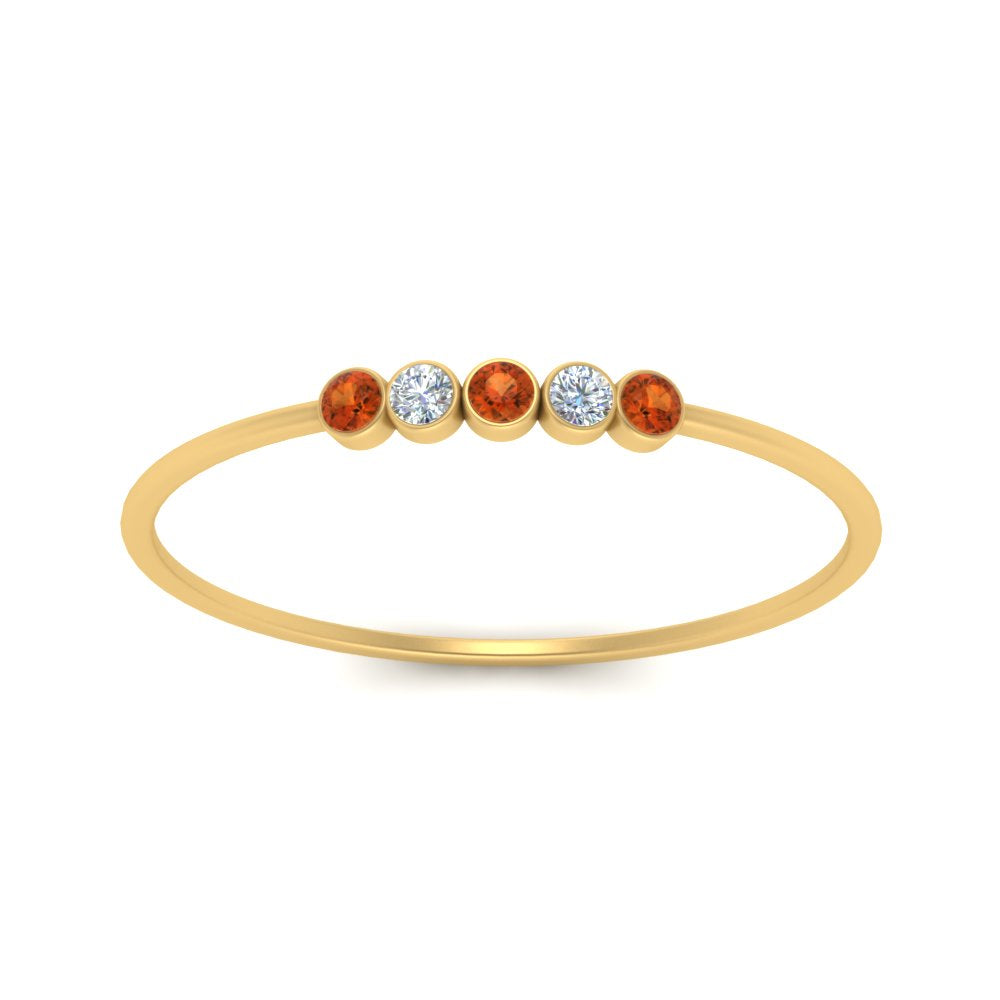 5-stone-minimalist-diamond-stackable-band-with-orange-sapphire-in-FD9425RORGSAOR-NL-YG