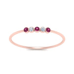 Load image into Gallery viewer, 5-stone-minimalist-diamond-stackable-band-with-pink-sapphire-in-FD9425RORGSADRPI-NL-RG
