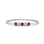 Load image into Gallery viewer, 5-stone-minimalist-diamond-stackable-band-with-pink-sapphire-in-FD9425RORGSADRPI-NL-WG
