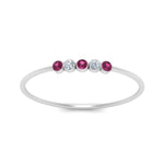 Load image into Gallery viewer, 5-stone-minimalist-diamond-stackable-band-with-pink-sapphire-in-FD9425RORGSADRPI-NL-WG
