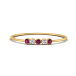 Load image into Gallery viewer, 5-stone-minimalist-diamond-stackable-band-with-pink-sapphire-in-FD9425RORGSADRPI-NL-YG
