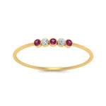 Load image into Gallery viewer, 5-stone-minimalist-diamond-stackable-band-with-pink-sapphire-in-FD9425RORGSADRPI-NL-YG
