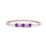Load image into Gallery viewer, 5-stone-minimalist-diamond-stackable-band-with-purple-topaz-in-FD9425RORGVITO-NL-RG

