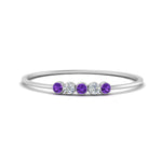 Load image into Gallery viewer, 5-stone-minimalist-diamond-stackable-band-with-purple-topaz-in-FD9425RORGVITO-NL-WG
