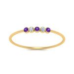 Load image into Gallery viewer, 5-stone-minimalist-diamond-stackable-band-with-purple-topaz-in-FD9425RORGVITO-NL-YG
